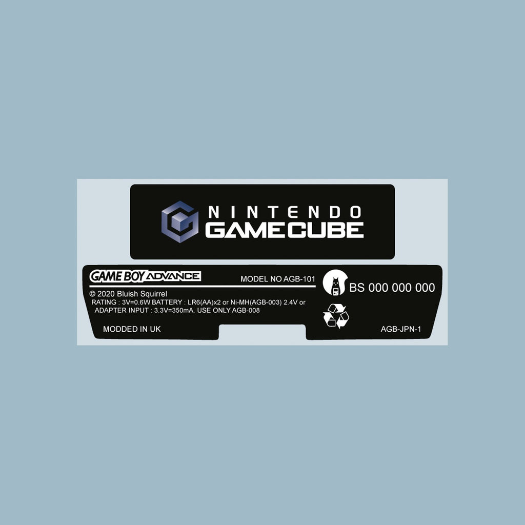 Gamecube Style Game Boy Advance Back Sticker Label Set