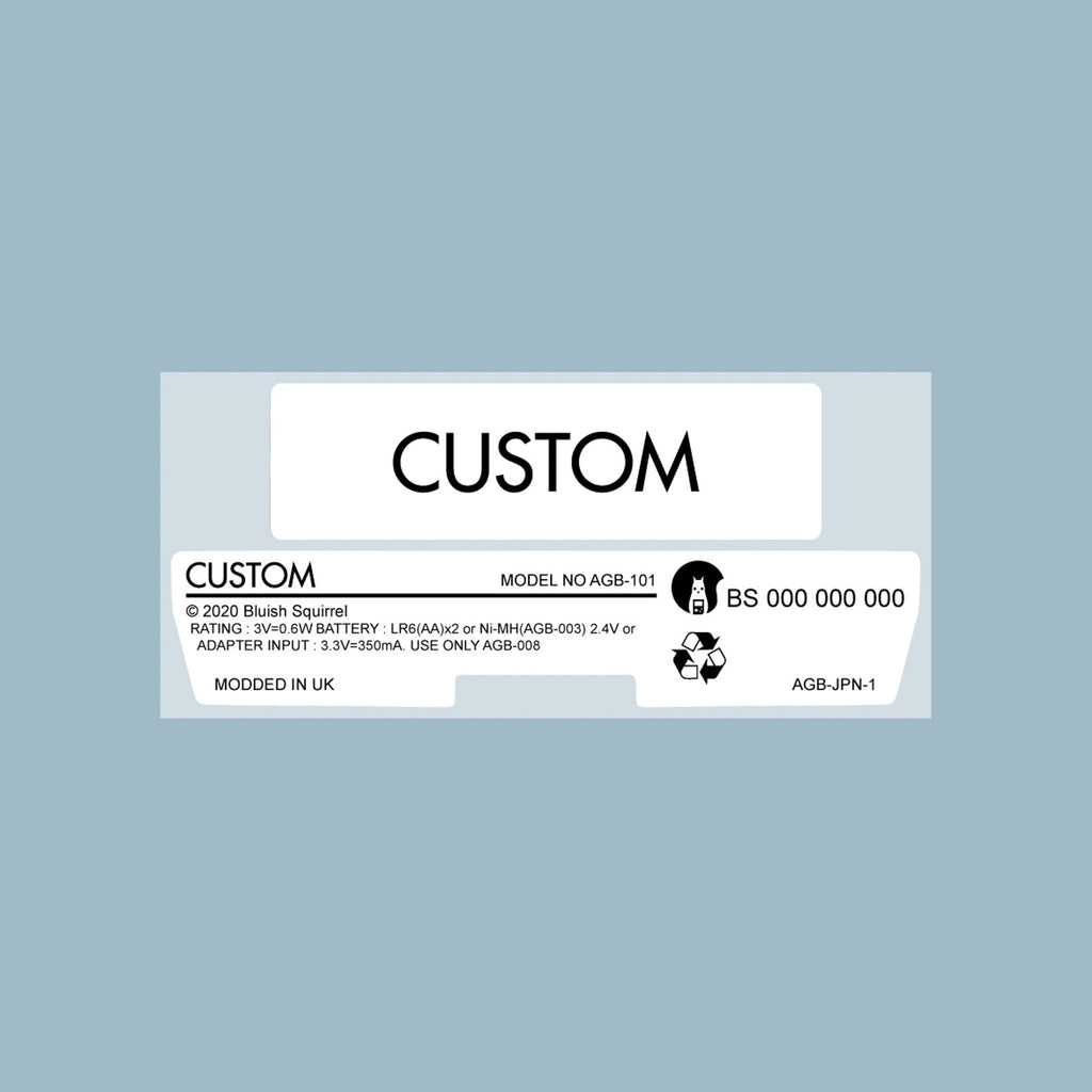 Custom Game Boy Advance Back Sticker Label Set