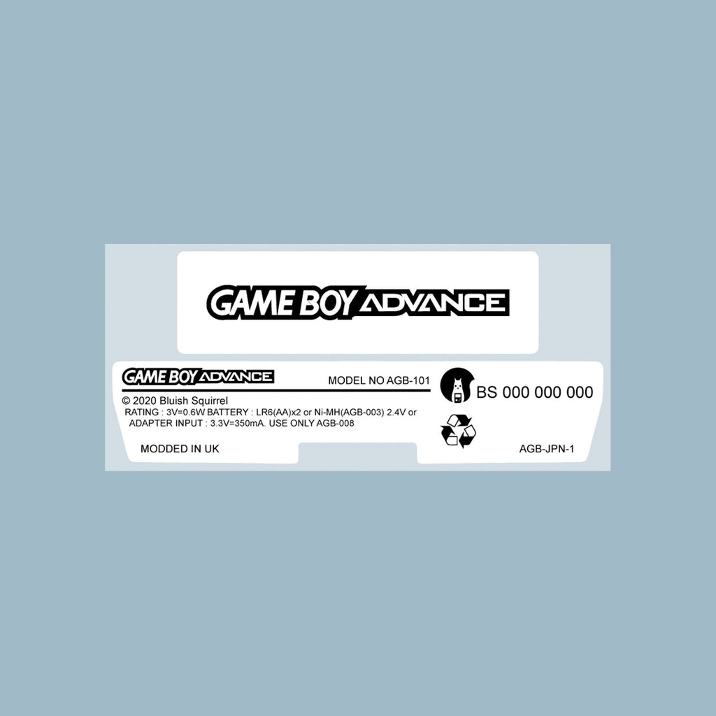 Game Boy Advance Back Sticker Label Set