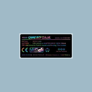 Game Boy Color Back Sticker Label