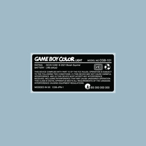 Game Boy Color Light Back Sticker Label