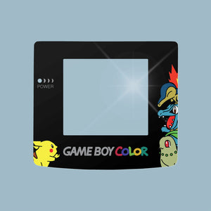 Glass Game Boy Color Pokemon (Pikachu, Chikorita, Cyndaquil & Totodile) Screen Lens